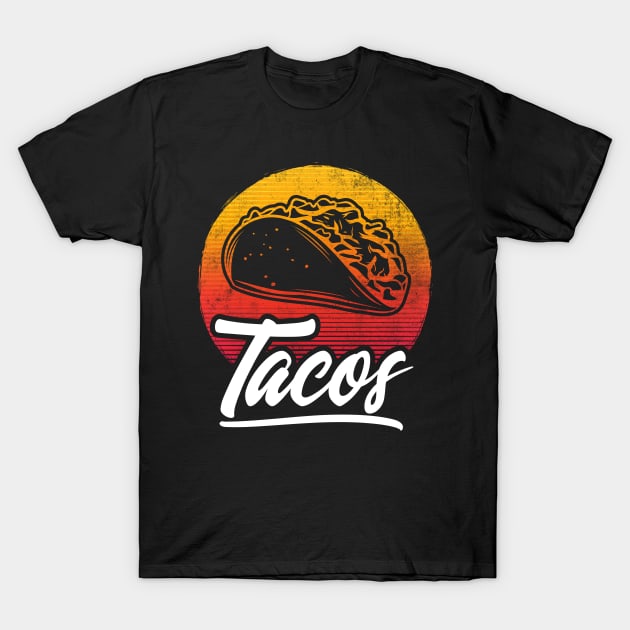 Retro Vintage Tacos Sunset Distressed Style T-Shirt by HCMGift